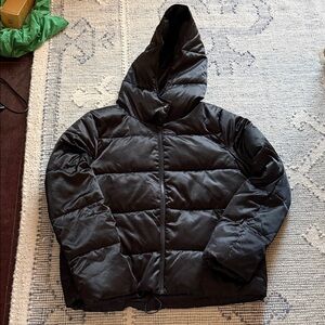 Sisley Women's Black Puffer Coat with Hood